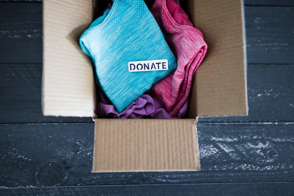 Donate box with clothes.