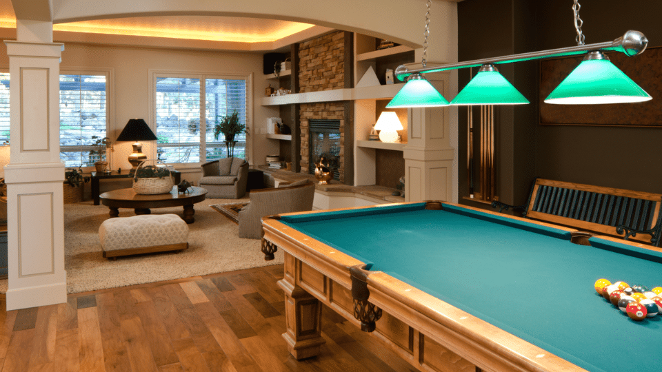 Pool table in a house