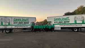 Home 35 the good stuff moving team standing in front of trucks