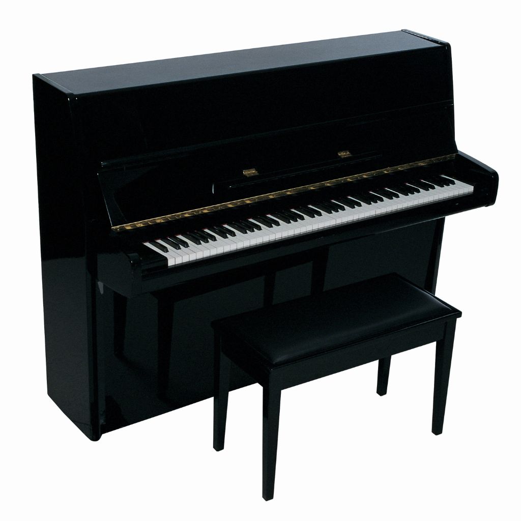 large black piano with bench