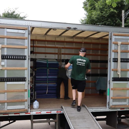 Two good stuff team members loading items into a truck