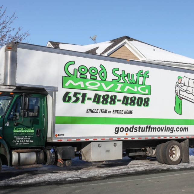 good stuff moving truck parked in a neighborhood
