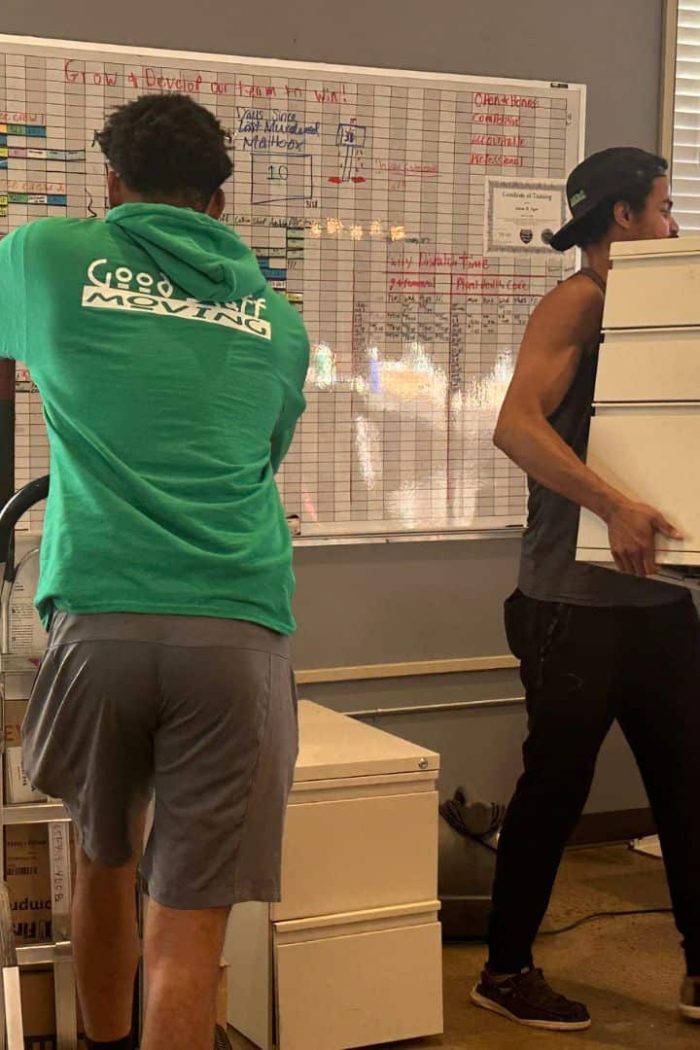Good Stuff Moving team loading filing cabinets during an office move